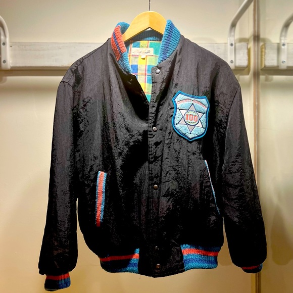 Vintage 90s Crocodile brand bomber jacket great pastel details mens small - Picture 1 of 12